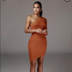 JLUXLABEL Orange cable knit sweater dress NWT